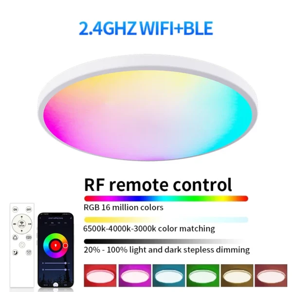 AuraGlow™ Smart RGB Ceiling Light.