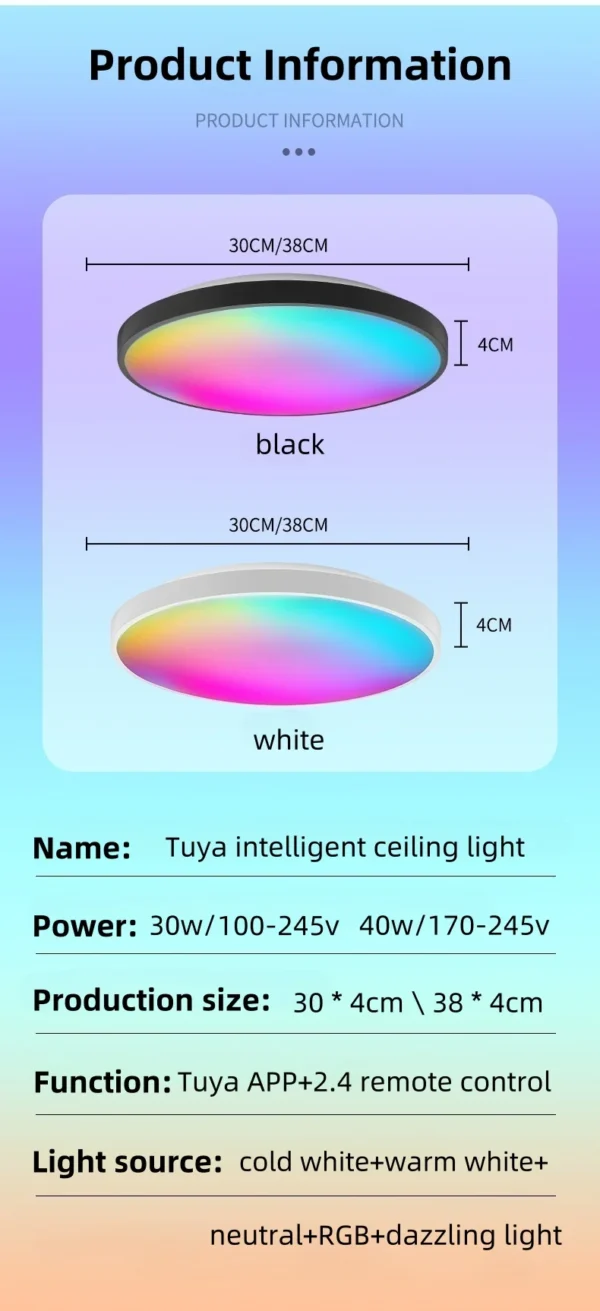 AuraGlow™ Smart RGB Ceiling Light.